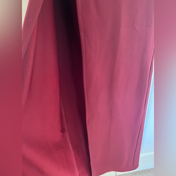 TOBI Wine Deep Plunging Halter Gown with Front Slit - Picture 4 of 8